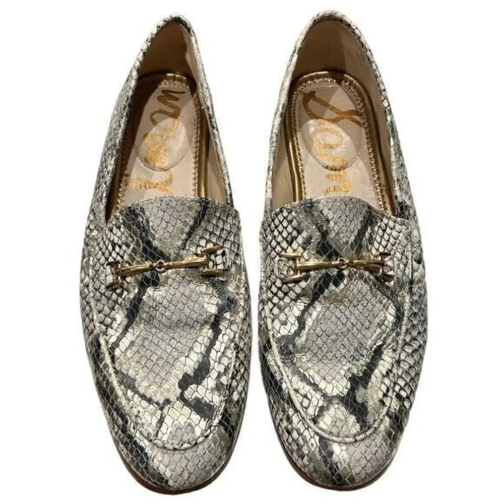 Sam Edelman Women's Loraine Bit Loafers Snakeskin Printed Black/Grey Size 6.5 - Picture 3 of 9